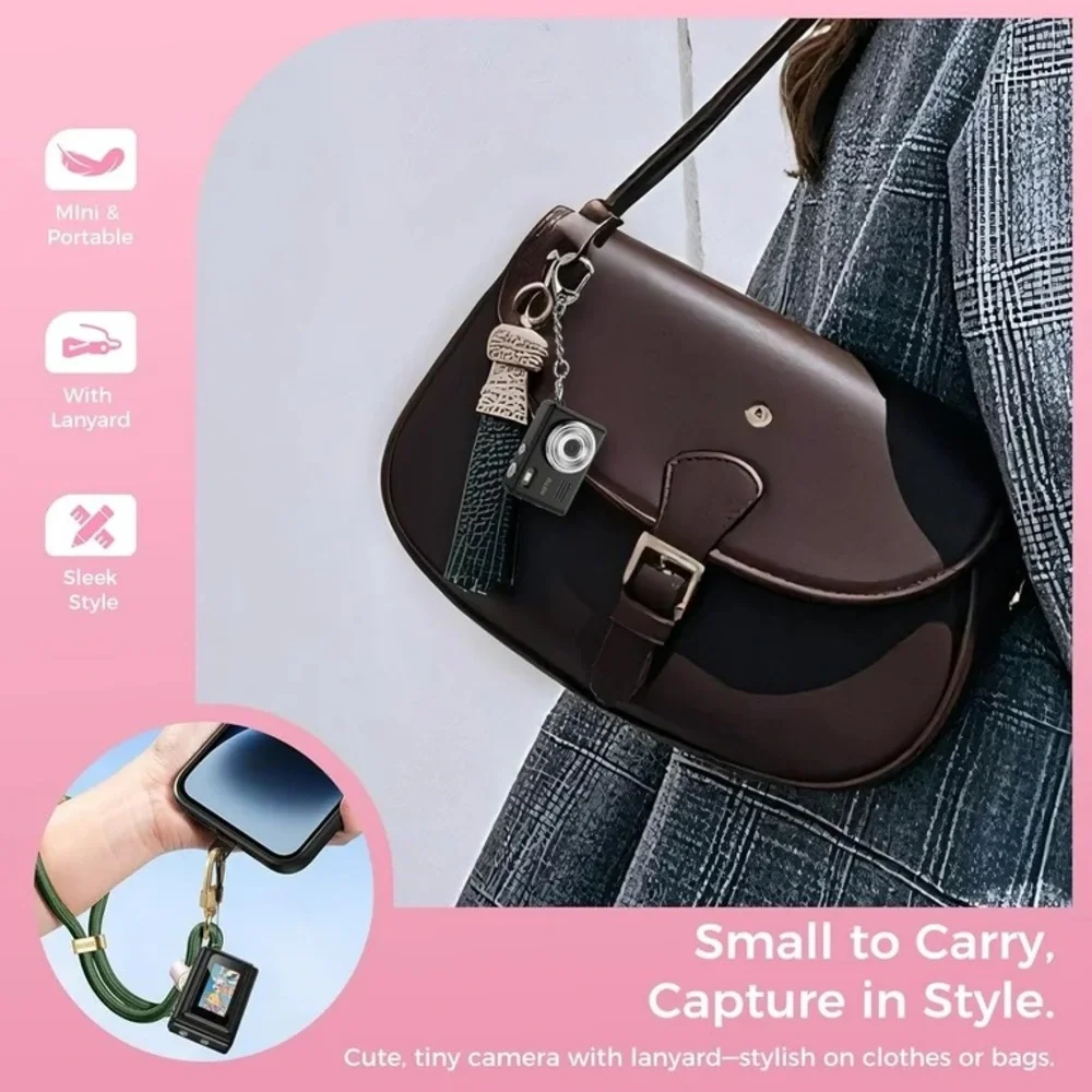 Compact Black Digital Camera Keychain